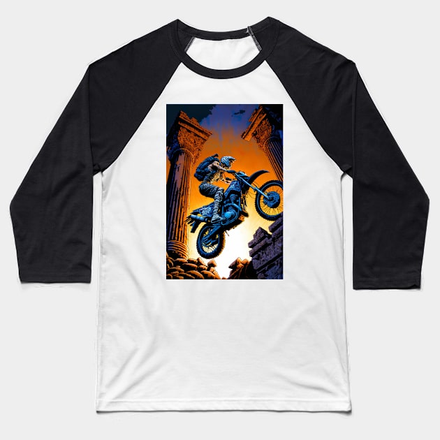 Dirt Bike Anime Style Baseball T-Shirt by KoolArtDistrict